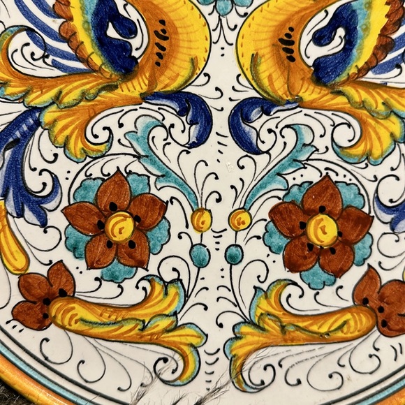 Deruta Raffaellesco Cake/Serving Plate 10 1/4" Hand Painted Italy Dip A Mano. - Picture 3 of 5